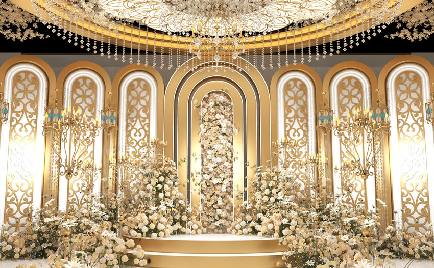 遂昌香槟色调婚礼堂效果展示